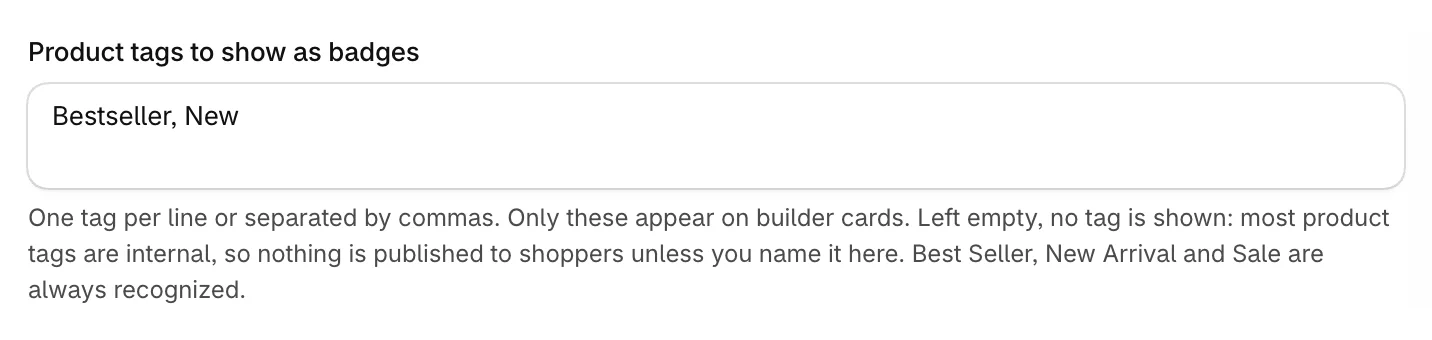 Tags to show as badges