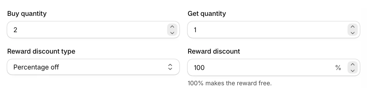 Buy 2, get 1 at 100% off