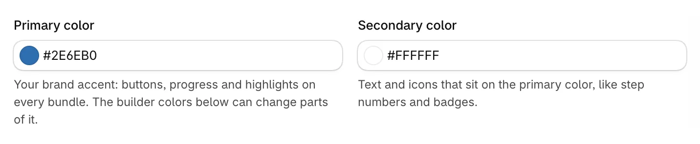 The Primary color and Secondary color fields