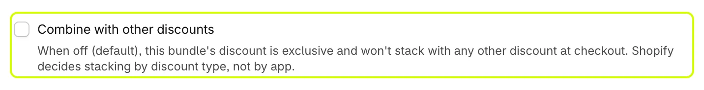 Combine with other discounts, off by default