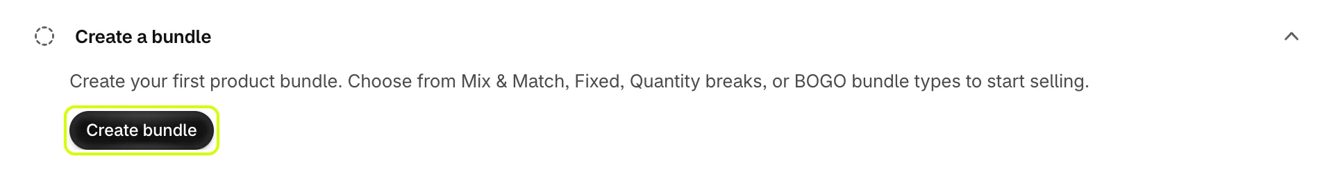 The Create a bundle task with its Create bundle button