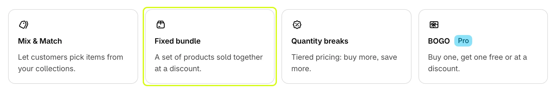 Fixed bundle among the bundle types