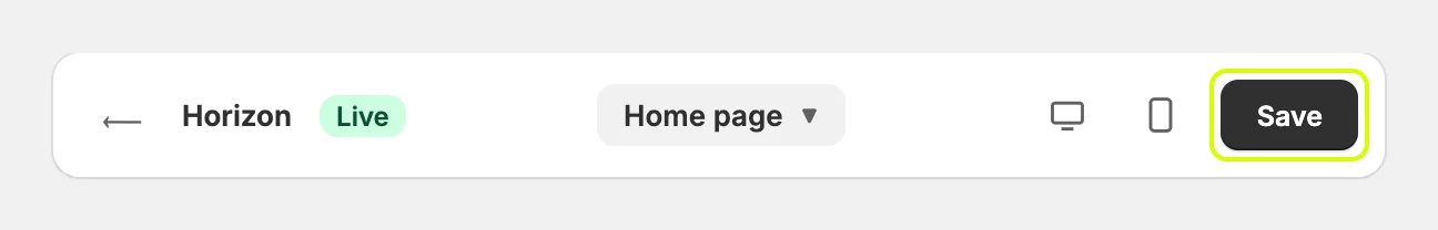 The Save button at the top of the theme editor