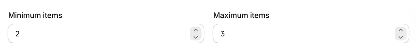 Minimum items and Maximum items for a bundle without steps
