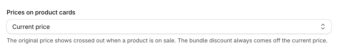 The Prices on product cards setting