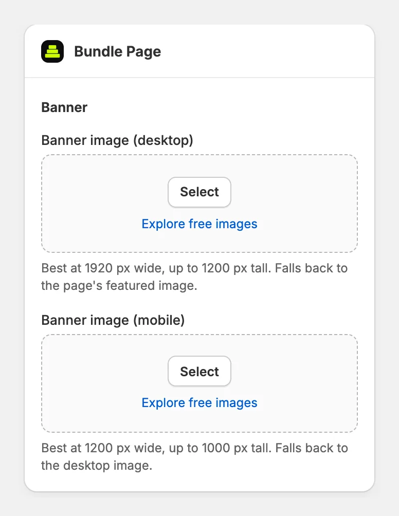 The Banner image (desktop) and Banner image (mobile) settings