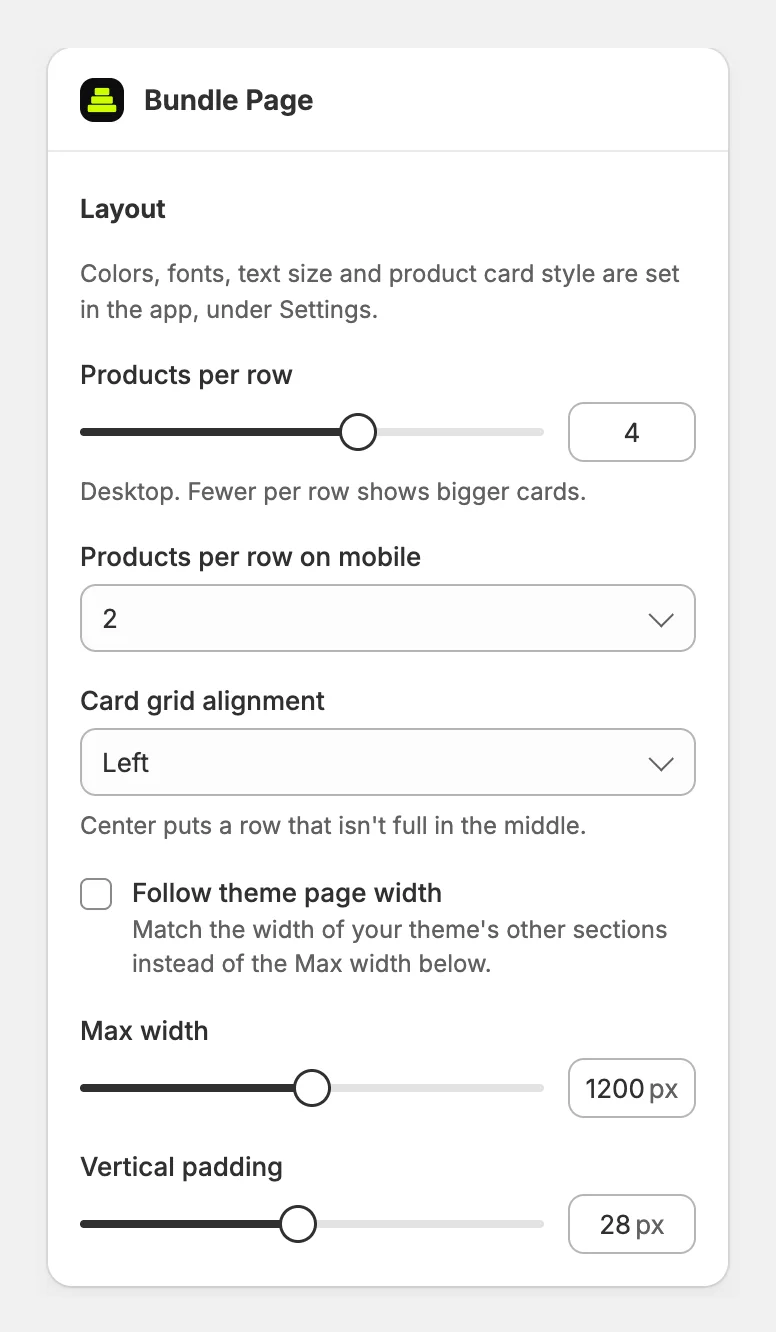 The Layout settings