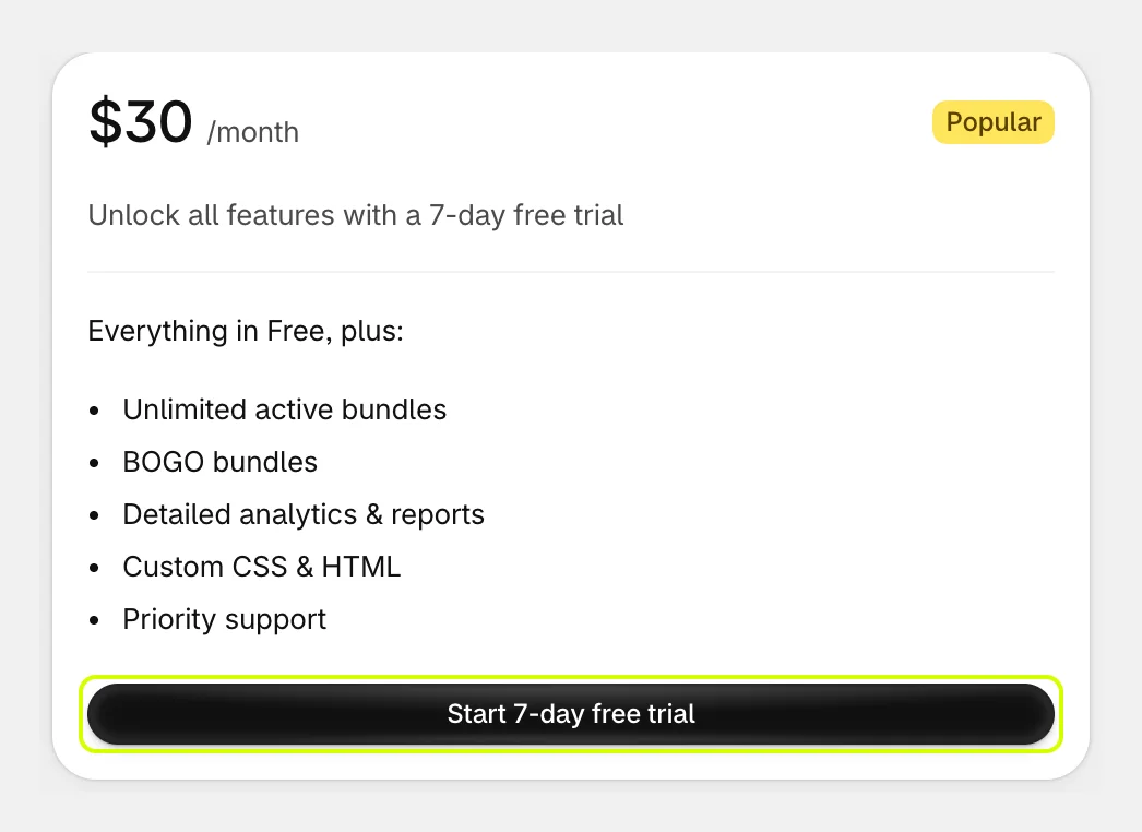 The Start 7-day free trial button on the Pro plan
