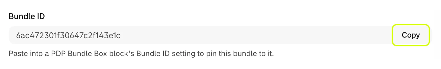 The Bundle ID field with its Copy button