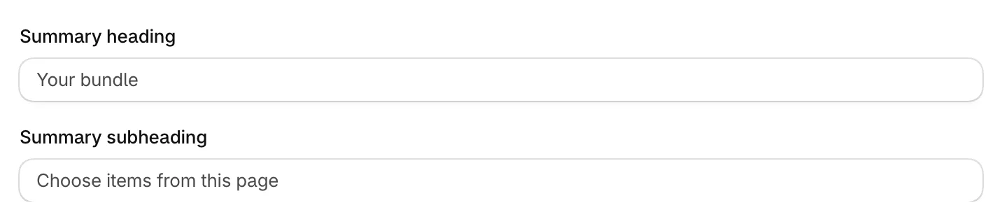 The Summary heading and Summary subheading fields in Builder text