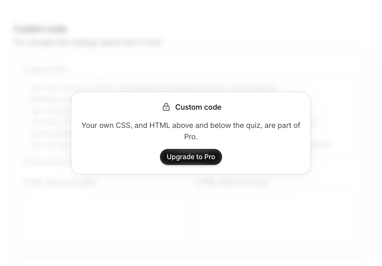 Custom code locked on the Free plan, with Upgrade to Pro