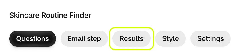 The editor's sections with Results highlighted