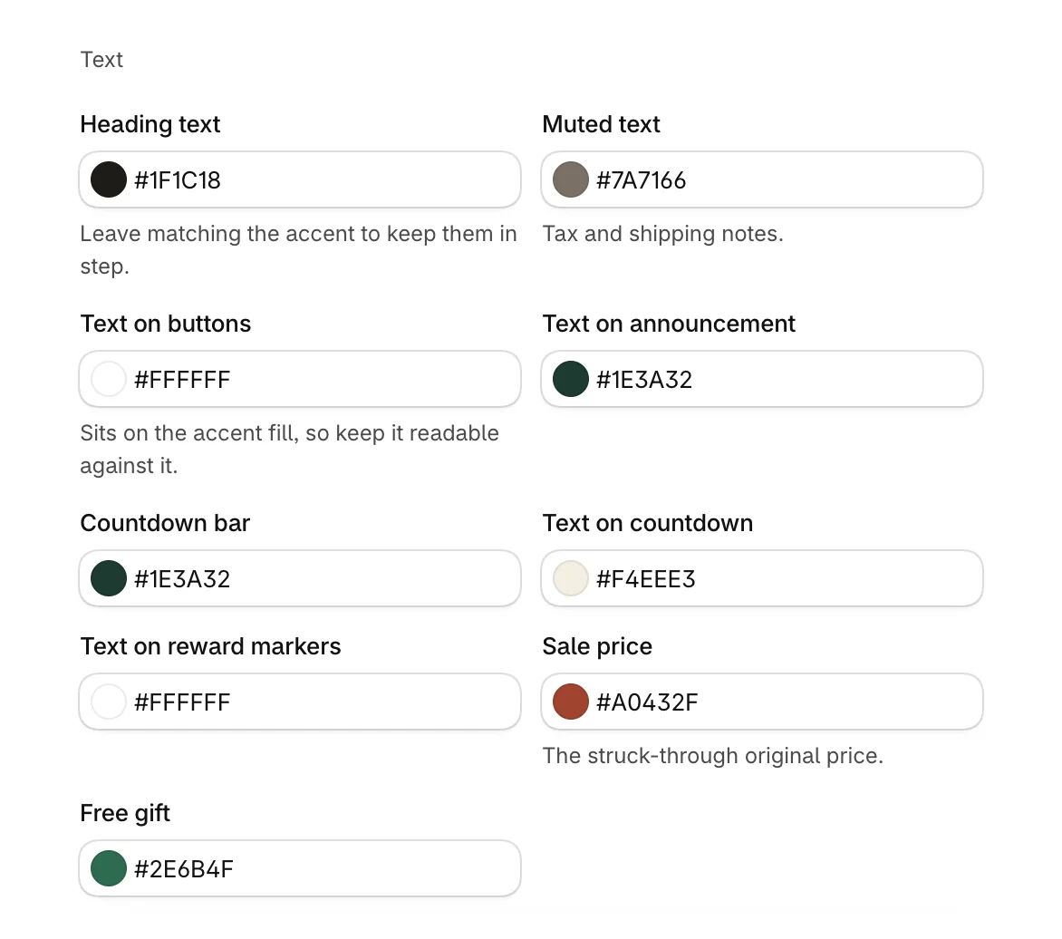 The Text colors