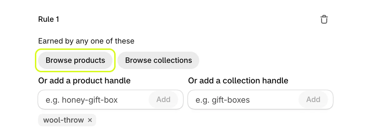 Rule 1 with a product added as what earns the gift