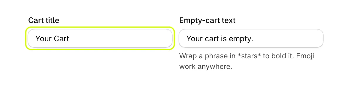 The Cart title field