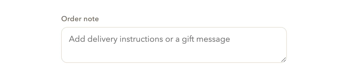 The open order note box with its placeholder