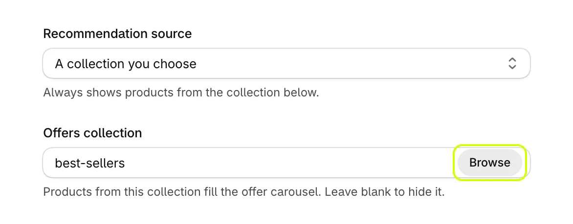 Offers collection set to best-sellers, with Browse highlighted