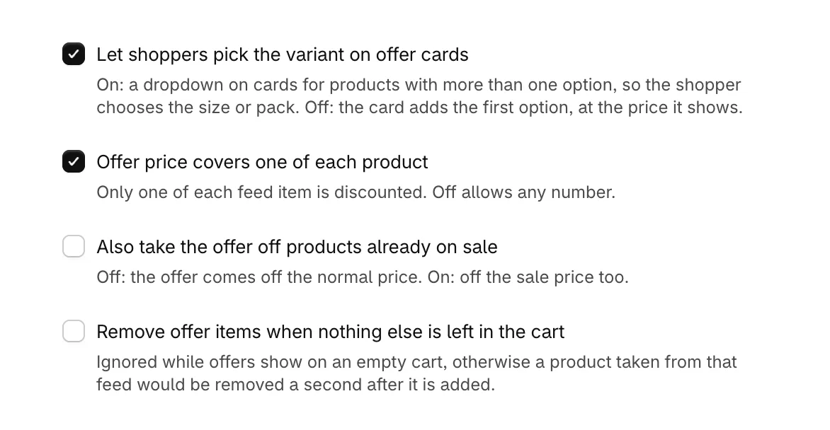The four offer rules