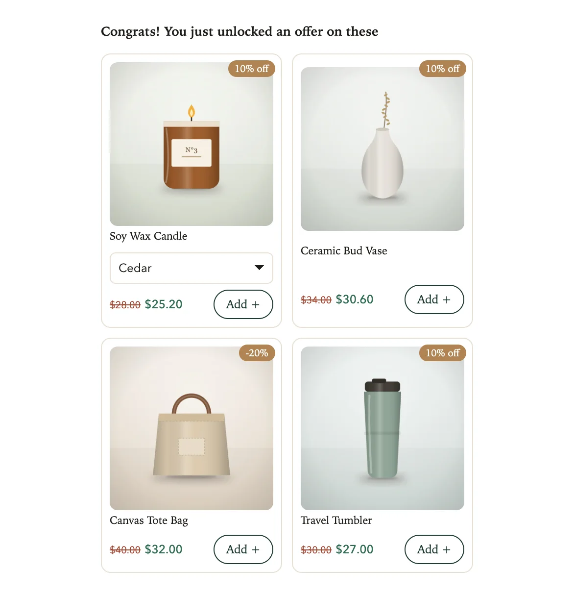 Four offers as a grid, two side by side