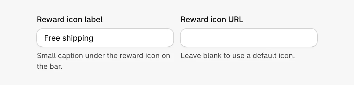 Reward icon label and Reward icon URL