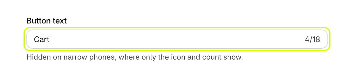 The Button text field for the Pill with text style