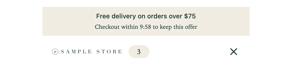 The countdown bar at the top of the cart