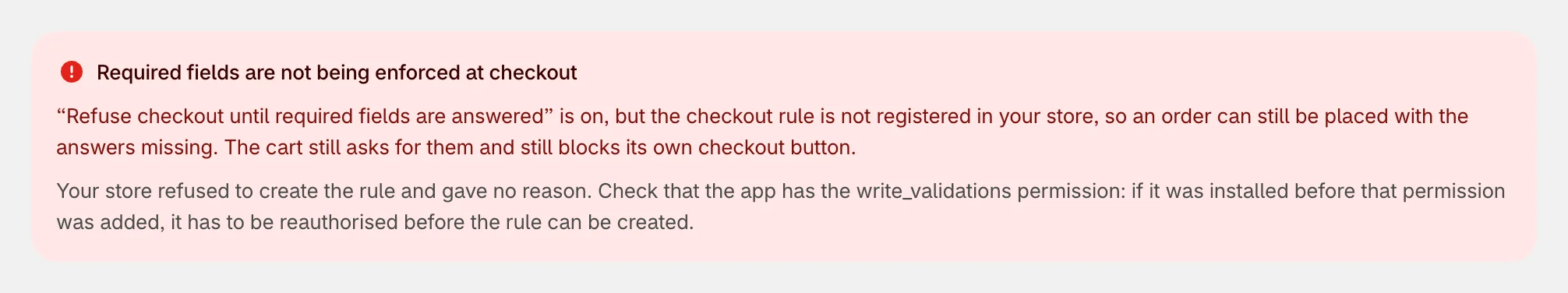 Required fields are not being enforced at checkout