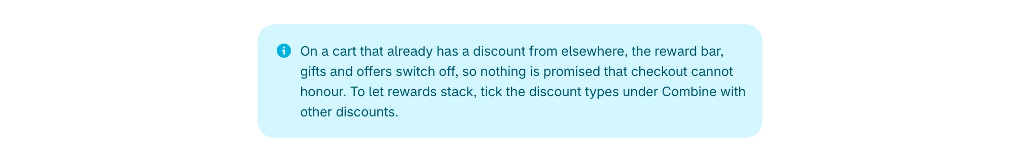 The note about carts that already have another discount