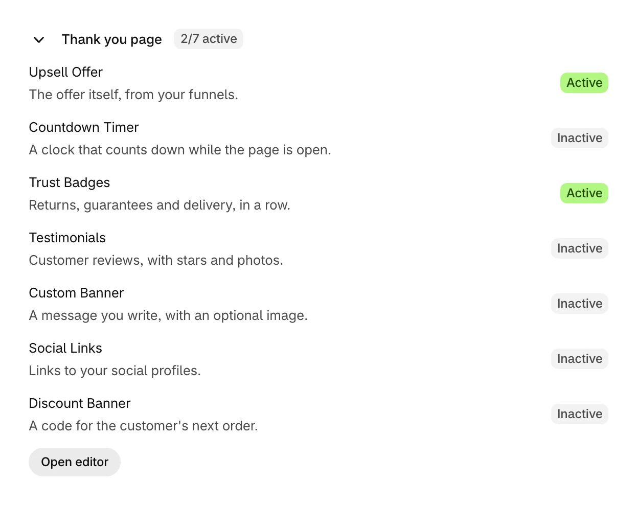 Checkout blocks on Home, with the Thank you page open and Upsell Offer active