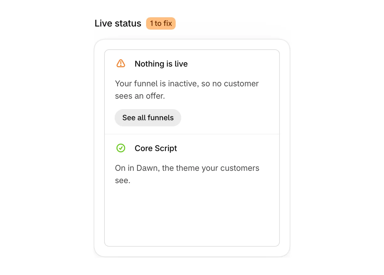 Live status reporting that nothing is live