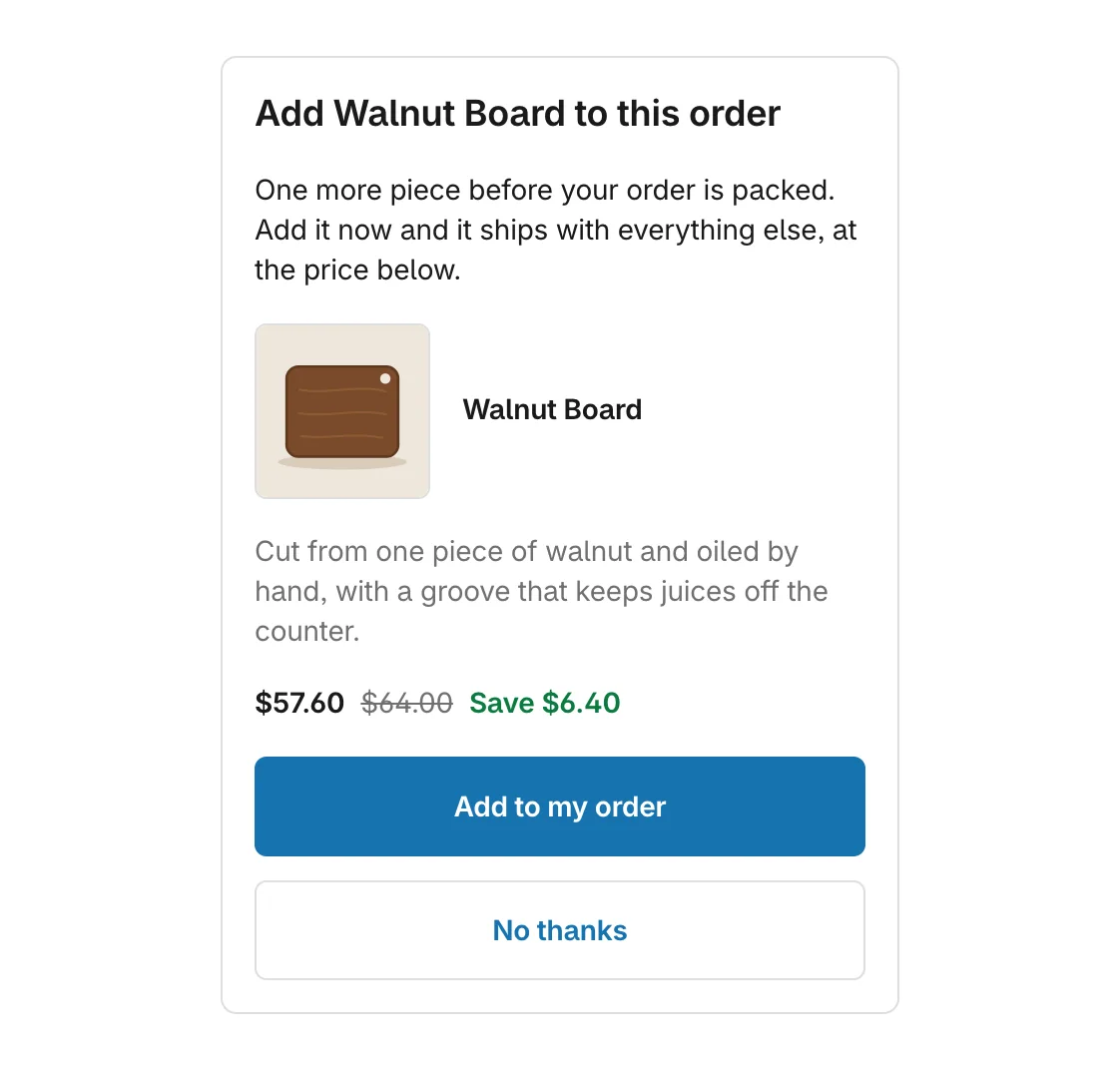 The same offer at phone width