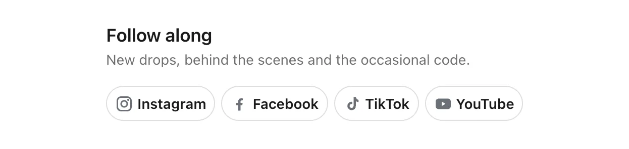 The Social Links block with sample profiles