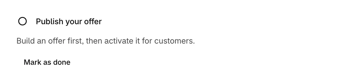 The Publish your offer step, waiting for a funnel